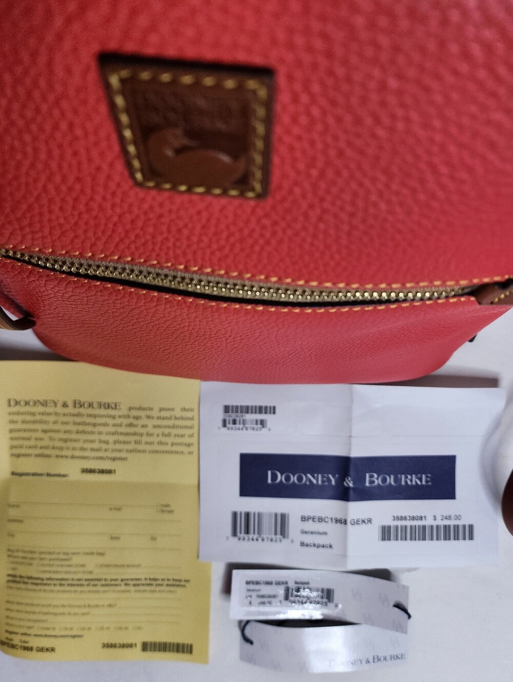New Dooney & Bourke Small Pebble Leather Backpack in Coral Color - Picture 2 of 15